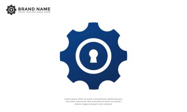 Vites anahtarı logosu. Modern logo teçhizatla anahtar deliğini birleştirdi. Teknoloji, güvenlik veya yazılım şirketleri için ideal.