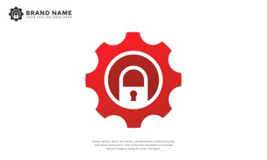 Vites kilidi logosu. Modern logo, asma kilitle birleştirilmiş. Güvenlik sistemleri, teknoloji veya endüstriyel markalar için ideal.