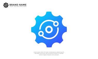 Gear teknolojisi devre logosu. Modern logo ekipmanı ve daire teknolojisi devresi. Yenilik ve Bağlantı İçin Mükemmel.