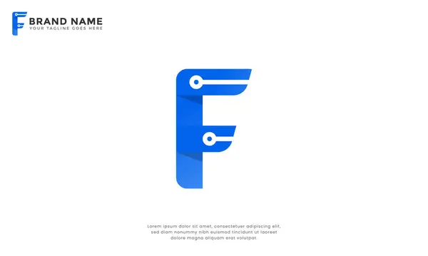 F harfi teknik devre logosu. Teknoloji, dijital veya yenilikçi markalar için mükemmel entegre devre detaylarına sahip modern F harfi logosu. Bu vektör logosu çok yönlü ve uyumlu..
