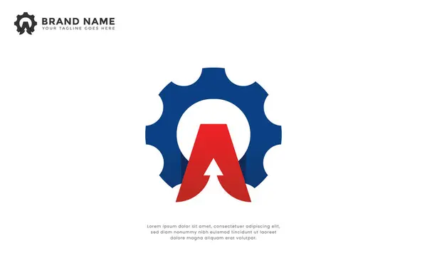 Harf A dişli yukarı ok mühendislik, otomasyon, mekanik ve teknoloji işleri için mükemmel.