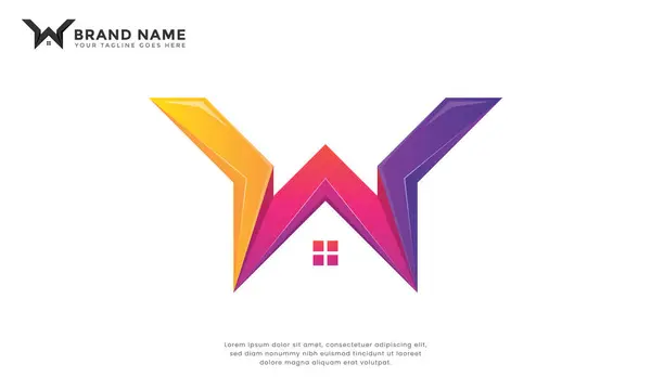 W harfi renkli ev logosu. Modern logo W harfiyle ev rengini birleştirir..