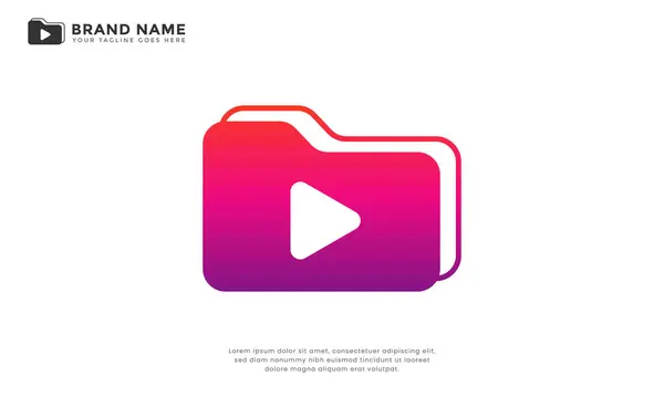 Medya Dosyası logosunu oynat. Modern logo dizinleri medya oyunuyla birleştiriyor. Youtube profili, eğlence, medya, filmler, yayınlar, filmler veya medya ofisleri için mükemmel.
