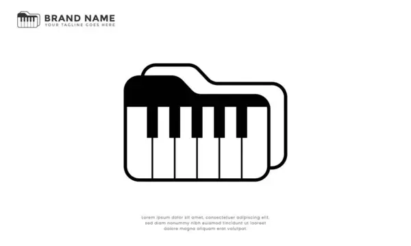Piyano Dosya Logosu. Modern logo, piyano dersleriyle dizini birleştirir.