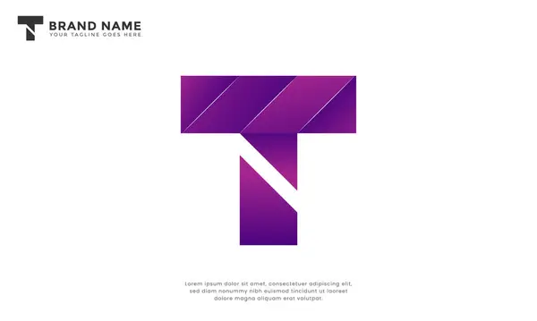 T harfi Mor Gradyan Logosu. Markalaşma ve iş logoları için kullanılabilir, düz tasarım logo şablonu