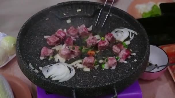 Home Made All You Can Eat Grill Meats Vegetables Melting — Vídeo de stock