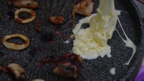 Yapımı Sebze Erimiş Peynirle Yiyebildiğin Kadar Yakın Pişir — Stok video