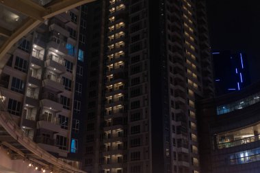 City view at night with sparkling lights background