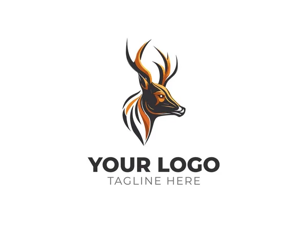 Deer Head Logo Vector Elegant Branding - Stok Vektor