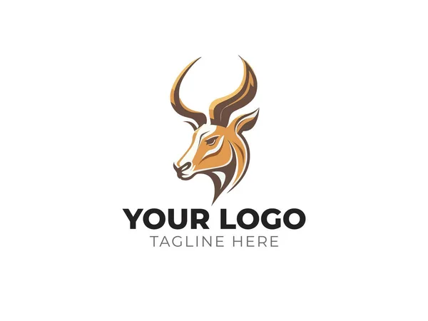 エレガントなブランディングデザインのための鹿の頭のロゴベクトル — ストックベクタ