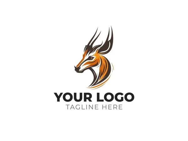 Deer Head Logo Vector Elegant Branding Design - Stok Vektor
