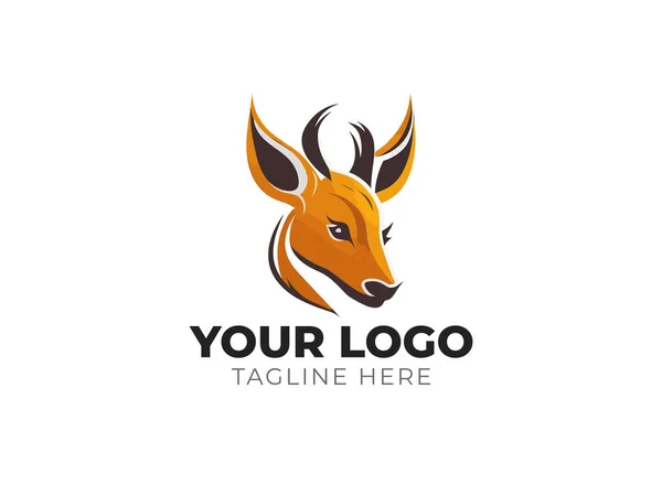 Deer Head Logo Vector Elegant Design Branding - Stok Vektor