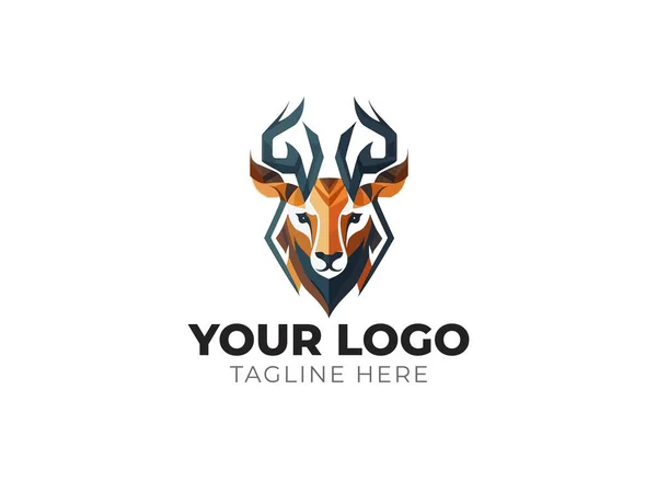 エレガントなデザインのブランディングのための鹿の頭のロゴベクトル — ストックベクタ