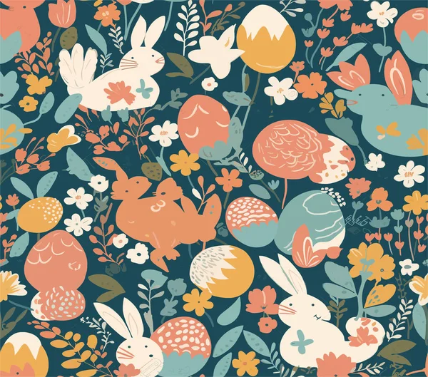 stock vector Seamless pattern of cute easter bunny vector illustration