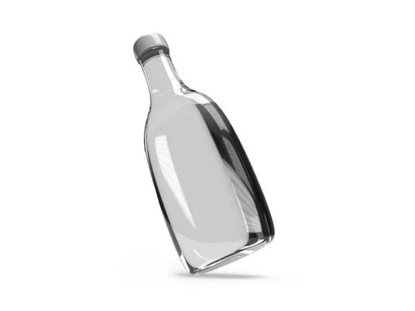 Botella Vidrio Curvado Ilustración Escena Burlona Sobre Fondo Aislado — Foto de Stock