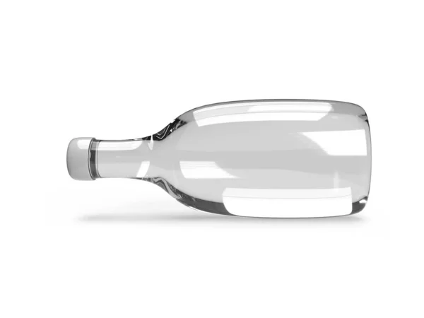 Botella Vidrio Curvado Ilustración Escena Burlona Sobre Fondo Aislado —  Fotos de Stock