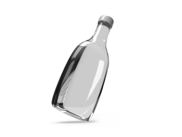 Bottiglia Vetro Curvo Illustrazione Mockup Scena Sfondo Isolato — Foto Stock