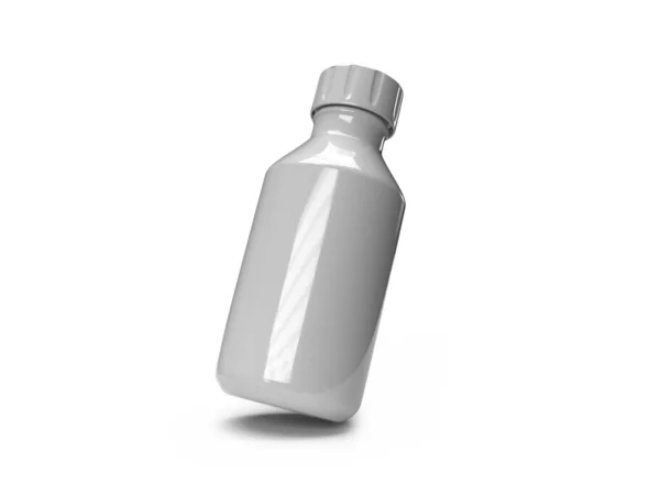 Fehér Műanyag Medicine Bottle Illusztráció Mockup Jelenet Izolált Háttér — Stock Fotó