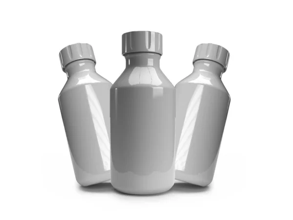 Weiße Plastikflasche Illustration Mockup Szene Auf Isoliertem Hintergrund — Stockfoto