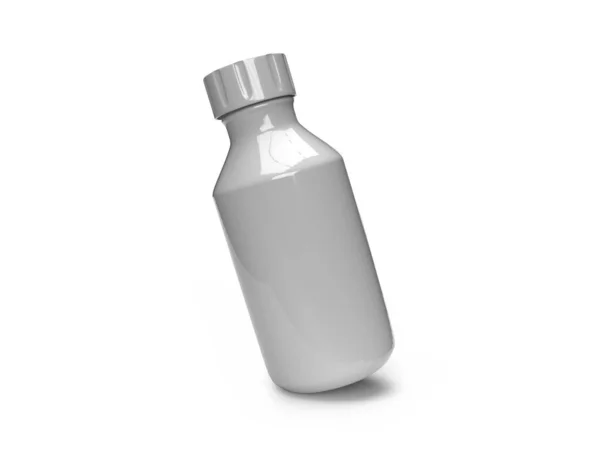 Biały Plastik Medycyna Butelka Ilustracja Scena Makieta Odosobnionym Tle — Zdjęcie stockowe