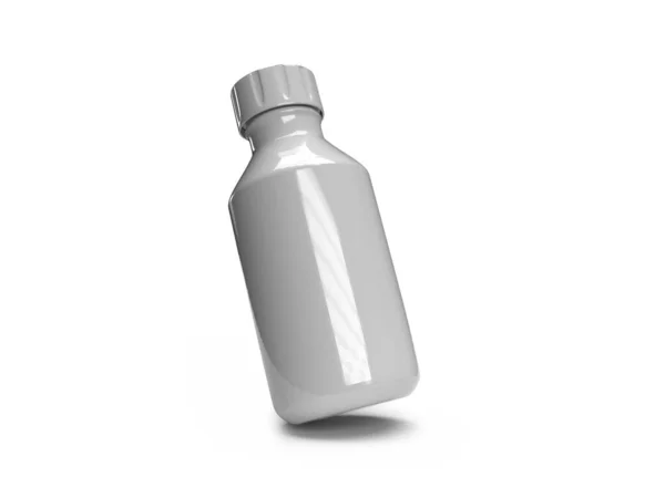 独立背景下的白色塑料药瓶3D图解模拟场景 — 图库照片