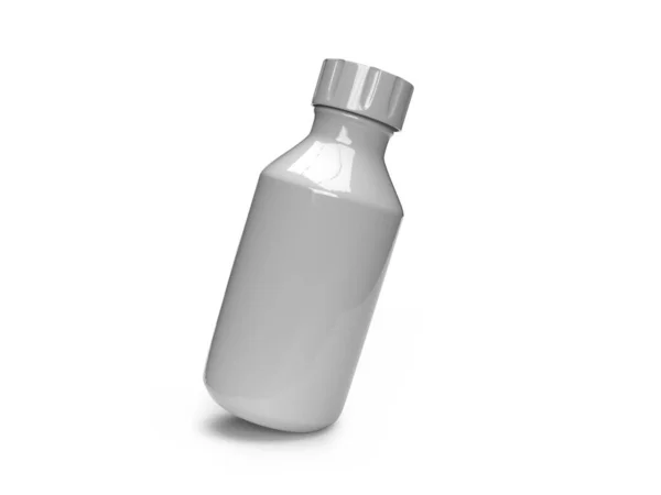 Botella Medicina Plástica Blanca Ilustración Escena Burlona Sobre Fondo Aislado —  Fotos de Stock