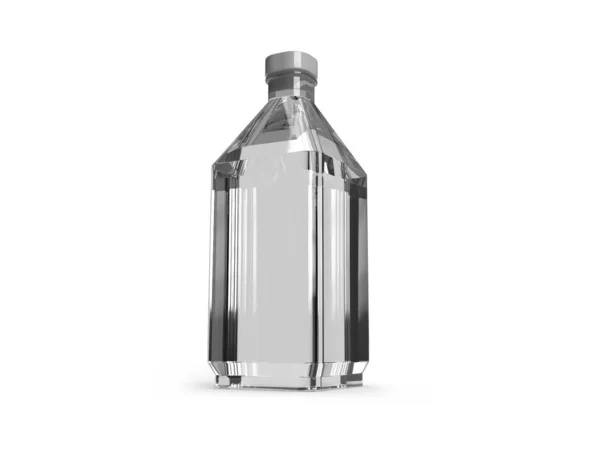 Transparante Glazen Fles Illustratie Mockup Scene Geïsoleerde Achtergrond — Stockfoto