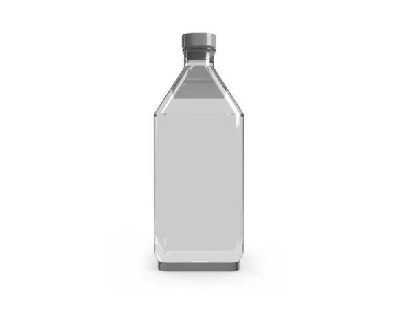 Bottiglia Vetro Trasparente Illustrazione Mockup Scena Sfondo Isolato — Foto Stock