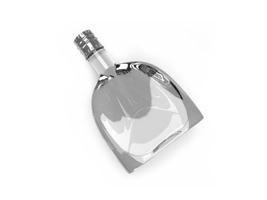 Eğri Cam Şişe 3D Görüntü İzole Beyaz Arkaplan Sahnesi