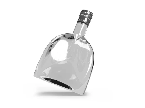 Zakrzywione Szkło Butelka Ilustracja Scena Makieta Izolowanym Białym Tle — Zdjęcie stockowe