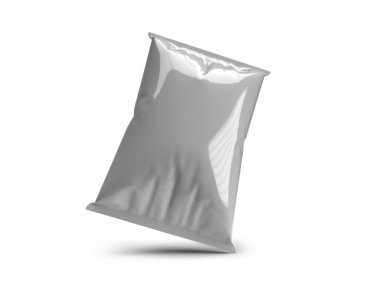 Çipler ve Atıştırmalık Torba Paketleme 3 boyutlu Görüntü İzole Arkaplan Sahnesi