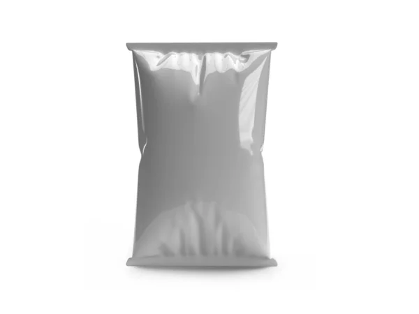 Chips Snack Pouch Packaging Escena Burla Ilustración Sobre Fondo Aislado — Foto de Stock