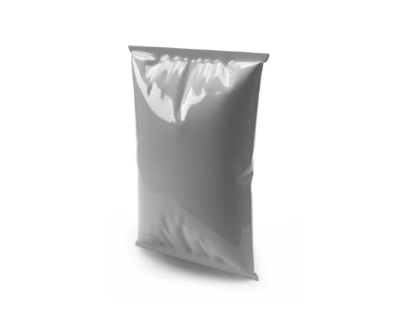Chips Snack Pouch Packaging Escena Burla Ilustración Sobre Fondo Aislado — Foto de Stock