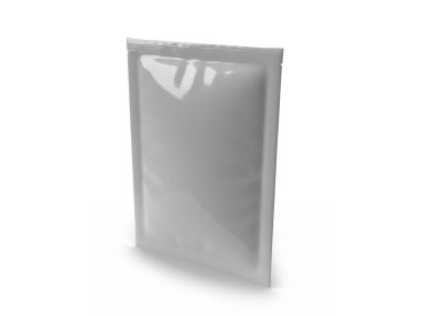 Gerçekçi Sachet Paketleme 3 boyutlu illüstrasyon İzole Arkaplan Sahnesi