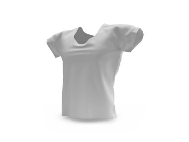 Gerçekçi U-Neck tişörtü 3D Görüntü İzole Arkaplan Sahnesi