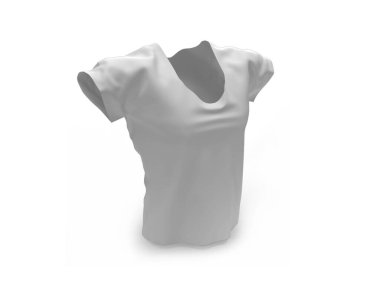 Gerçekçi U-Neck tişörtü 3D Görüntü İzole Arkaplan Sahnesi
