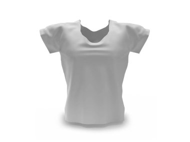 Gerçekçi U-Neck tişörtü 3D Görüntü İzole Arkaplan Sahnesi