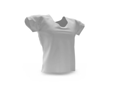 Gerçekçi U-Neck tişörtü 3D Görüntü İzole Arkaplan Sahnesi