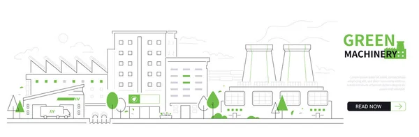 Зелена Техніка Сучасна Тонка Лінія Дизайну Векторний Банер Білому Міському — стоковий вектор