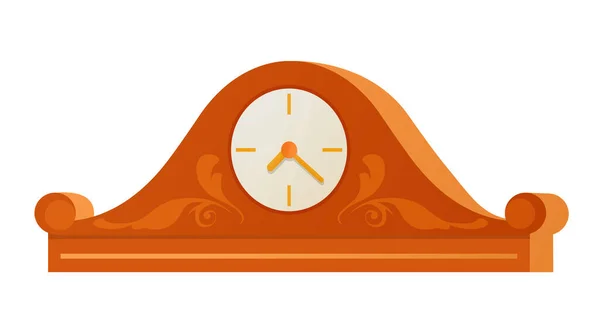 Relógio Mantel Estilo Design Plano Moderno Única Imagem Isolada Ilustração — Vetor de Stock