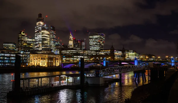 Londres Royaume Uni Gratte Ciel City Londres Nuit Avec Les — Photo