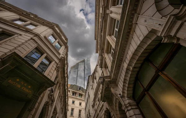 London Storbritannien Austin Friars Många Små Körfält City London Gamla — Stockfoto