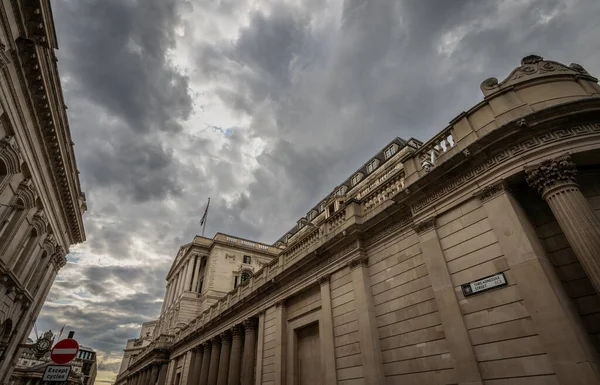 London Bank England Threadneedle Street City London Wide Angle View — Stock Photo, Image