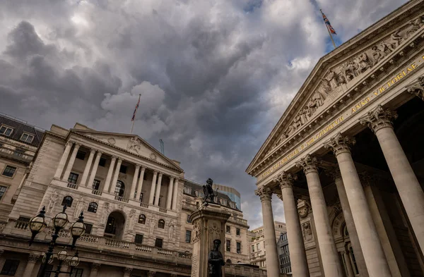 Londyn Wielka Brytania Bank Anglii Threadneedle Street Londynie Royal Exchange Obrazy Stockowe bez tantiem