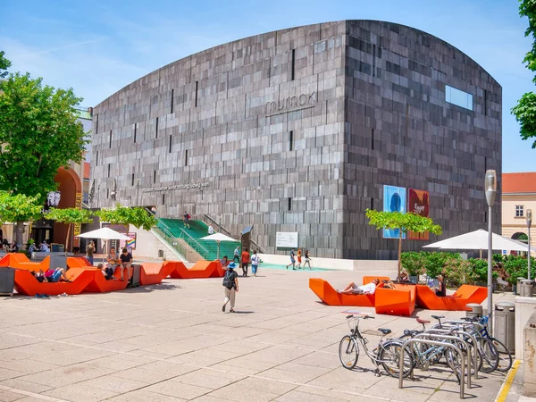 Stock image Vienna, Austria - June 2022: View with The inner courtyard of the MuseumsQuartier and mumok - Museum moderner Kunst Stiftung Ludwig Wien (Museum of modern art)