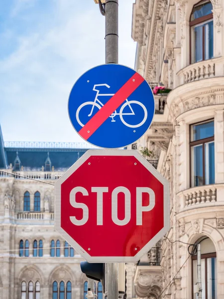 Bicycle Traffic Sign Streets Vienna — Stock Photo, Image