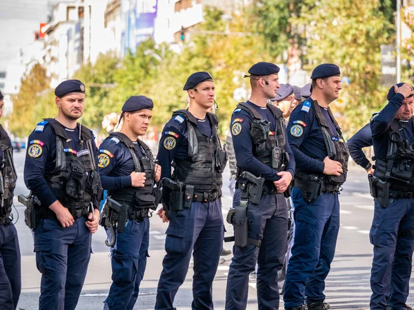 Bucarest Romania Ottobre 2022 Ufficiali Polizia Gendarmeria Polizia Militare Sorvegliano — Foto Stock