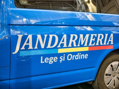 Bucharest, Romania - 10.07.2022: Gendarmerie( law and order written on the car) or romanian military police car .