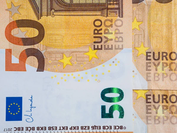 Macro picture of a 50 Euro Banknote. European Currency Concept.