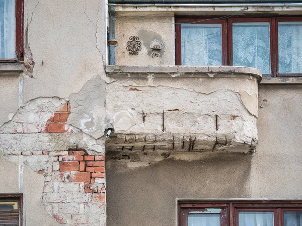 Close Detail Worn Out Balcony Building Old Town Bucharest — Stock Photo, Image